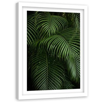 Plakat na ścianę w ramie białej FEEBY Liście palmy tropikalne, 20x30 cm - Feeby