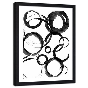 Plakat na ścianę w ramie czarnej FEEBY Abstrakcyjne koła akwarela, 40x50 cm - Feeby