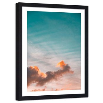 Plakat na ścianę w ramie czarnej FEEBY Chmury niebo promienie słońca, 20x30 cm - Feeby
