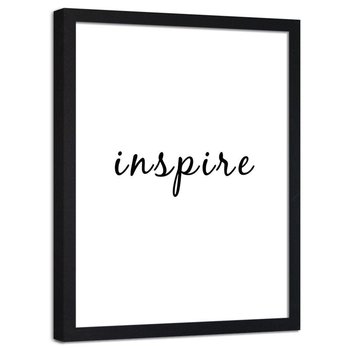 Plakat na ścianę w ramie czarnej FEEBY Napis na białym tle Inspire, 20x30 cm - Feeby