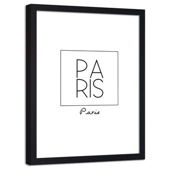 Plakat na ścianę w ramie czarnej FEEBY Paris czarny napis na białym tle, 20x30 cm - Feeby