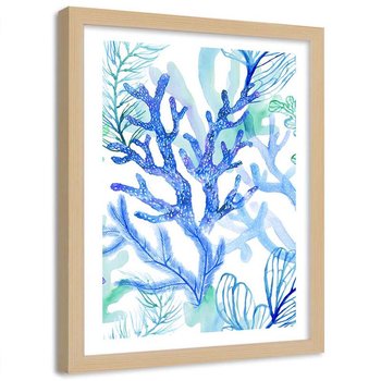 Plakat na ścianę w ramie naturalnej FEEBY Rafa koralowa abstrakcja, 60x90 cm - Feeby