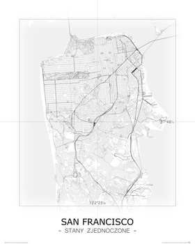 Plakat NICE WALL San Francisco, Czarno-biała mapa 40x50 cm - Nice Wall