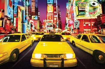 Plakat, Nowy Jork Times Square Taksówki, 91,5x61 cm - Inny producent