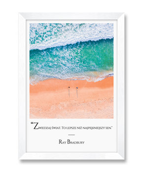 Plakat obraz na ścianę w ramie do salonu morze plaża fale wypoczynek Ray Bradbury biała rama 23,5x32 cm - iWALL studio