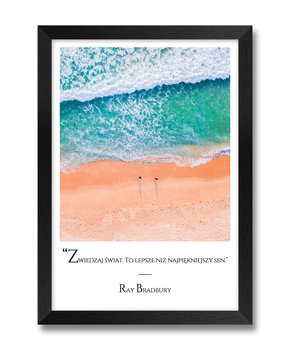 Plakat obraz na ścianę w ramie do salonu morze plaża fale wypoczynek Ray Bradbury czarna rama 23,5x32 cm - iWALL studio