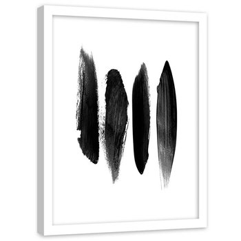 Plakat ozdobny w ramie białej FEEBY Czarne linie na białym tle abstrakcja, 40x50 cm - Feeby