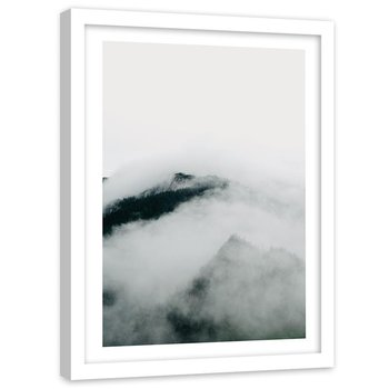 Plakat ozdobny w ramie białej FEEBY Góry w chmurach, 20x30 cm - Feeby