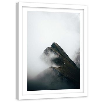 Plakat ozdobny w ramie białej FEEBY Grań w chmurach, 20x30 cm - Feeby