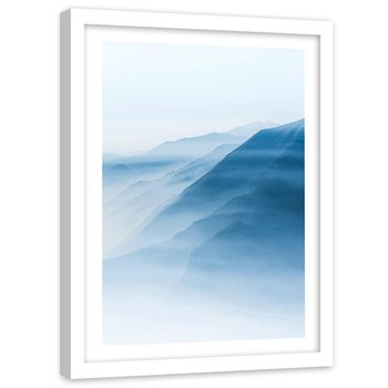 Plakat ozdobny w ramie białej FEEBY Zbocza gór za mgłą, 20x30 cm - Feeby