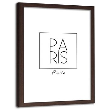 Plakat ozdobny w ramie brązowej FEEBY Napis Paris w kwadratowym obramowaniu, 20x30 cm - Feeby