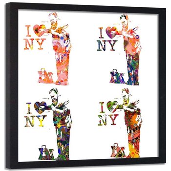 Plakat ozdobny w ramie czarnej, Banksy graffiti I Love NY lekarz - Plakat w ramie czarnej - 50x50 - Feeby