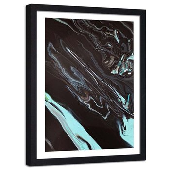 Plakat ozdobny w ramie czarnej FEEBY Atrament farba w wodzie abstrakcja, 60x80 cm - Feeby