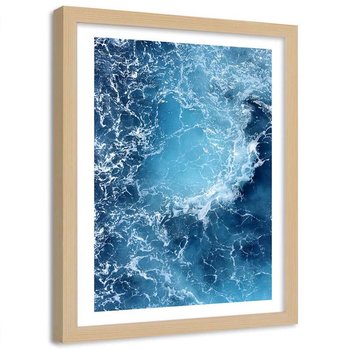 Plakat ozdobny w ramie naturalnej FEEBY Wzburzone morze widok z powietrza, 40x50 cm - Feeby