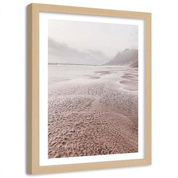 Plakat ozdobny w ramie naturalnej, Morskie wybrzeże plaża - Plakat w ramie naturalnej - 50x70 - Feeby