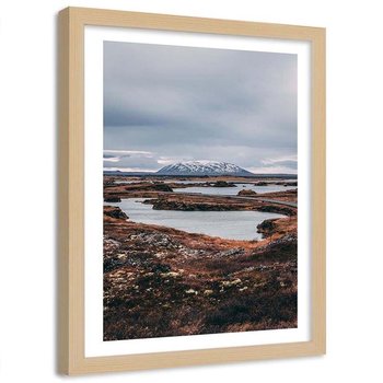 Plakat ozdobny w ramie naturalnej, Przyroda samotna góra - Plakat w ramie naturalnej - 60x80 - Feeby