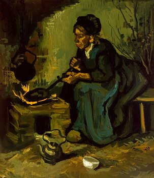 Plakat, Peasant Woman Cooking by a Fireplace, Vincent van Gogh, 29,7x42 cm - reinders