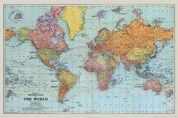 Plakat PYRAMID INTERNATIONAL, Stanfords General Map Of The World Colour, 61x91 cm - Pyramid Posters