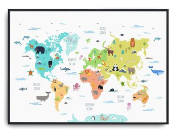 Plakat r B1 100x70 cm Pokój Dziecka Mapa Świata Zw - Printonia