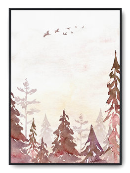 Plakat r B2 50x70 cm Pokój Dziecka Drzewa Las Góry - Printonia