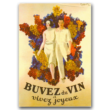 Plakat retro do salonu Francuskie wino A2 - Vintageposteria
