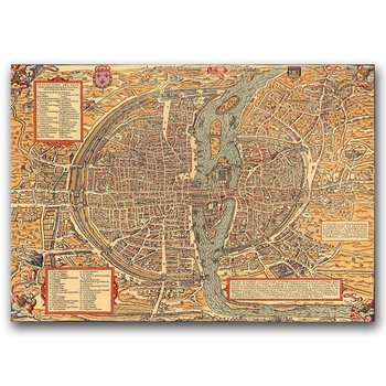 Plakat retro do salonu Mapa Paryża A3 40x30 cm - Vintageposteria