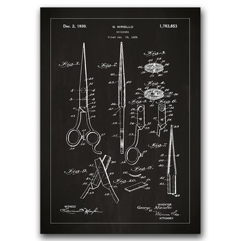 Plakat retro do salonu Nożyczki patent A2 - Vintageposteria