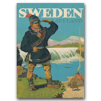 Plakat retro na ścianę Szwecja Lappland A2 - Vintageposteria