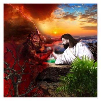 Plakat Siłowanie Jezusa z diabłem, 70x70 cm - ZeSmakiem