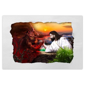 Plakat Siłowanie Jezusa z diabłem, 90x60 cm - ZeSmakiem