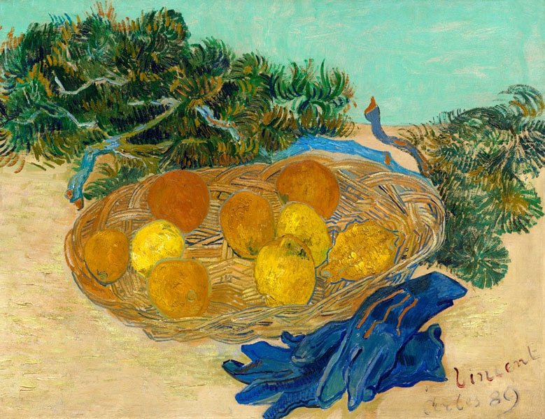 Plakat, Still Life of Oranges and Lemons with Blue Gloves, Vincent van