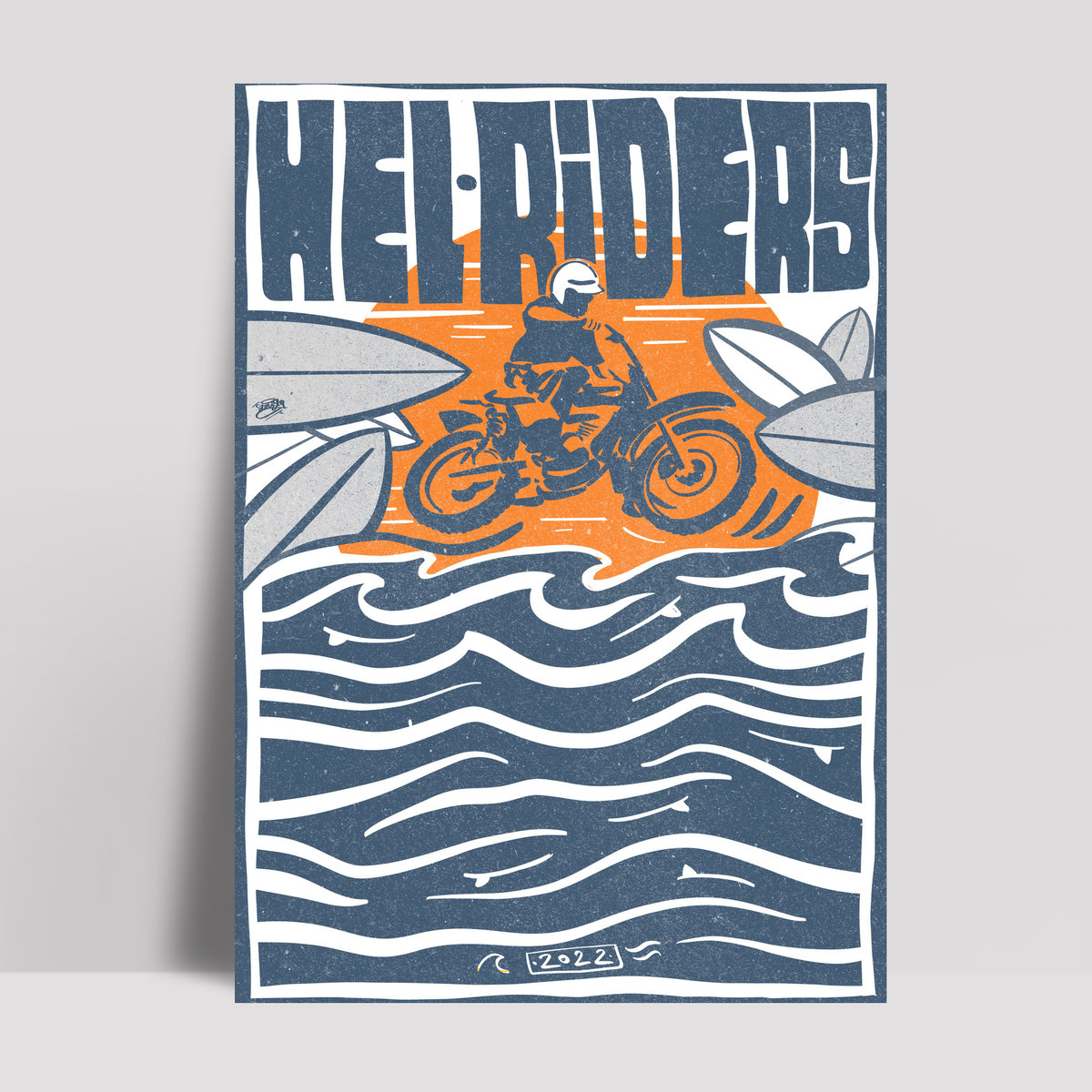 Surf Pro Riders Sign Plakat SURF Hel Riders 2022 30x42 - Maciej Święty Rysuje | Sklep EMPIK.COM