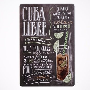 Plakat Tabliczka dekoracyjna metalowa CUBA LIBRE RECIPE - RustykalneUchwyty