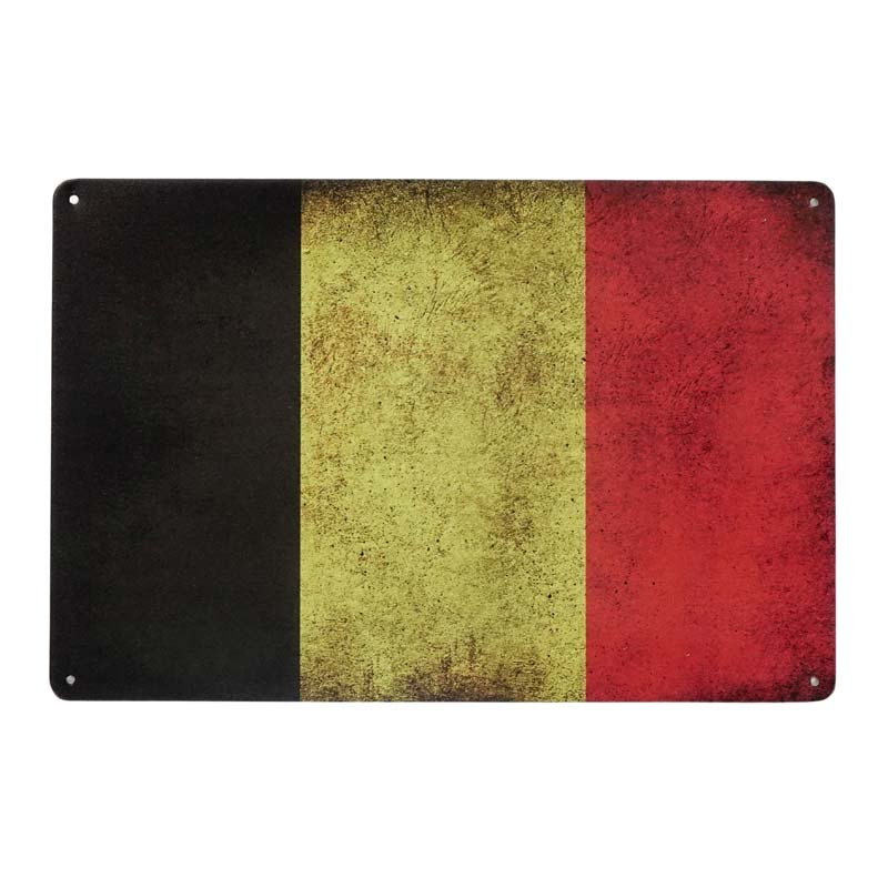 Plakat Tabliczka Dekoracyjna Metalowa Flaga Belgii Rustykalne Uchwyt 8800