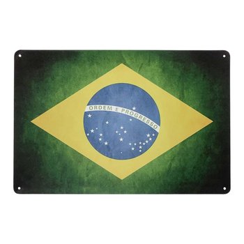 Plakat Tabliczka Dekoracyjna Metalowa Flaga Brazylii - Rustykalne Uchwyt