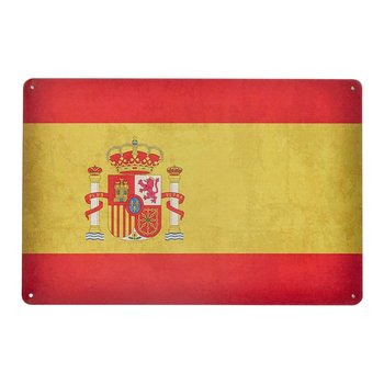 Plakat Tabliczka Dekoracyjna Metalowa Flaga Hiszpanii - Rustykalne Uchwyt