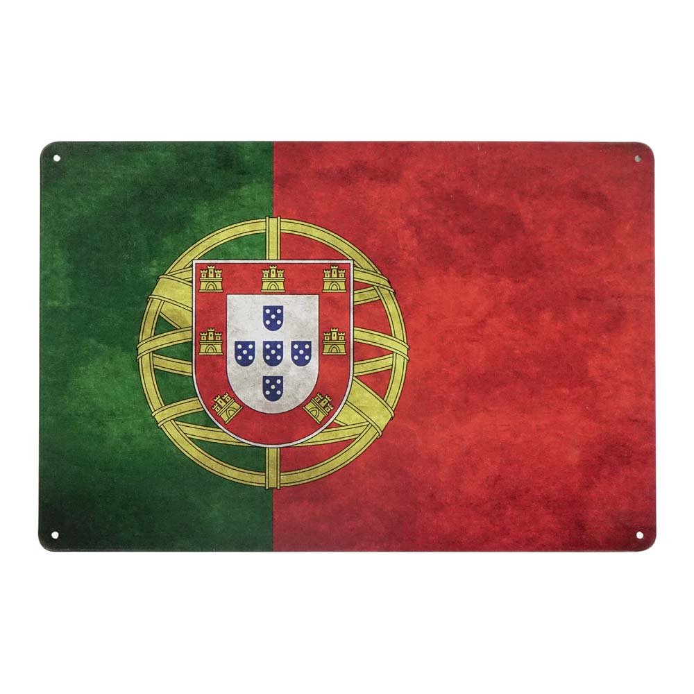 Plakat Tabliczka Dekoracyjna Metalowa Flaga Portugalii Rustykalne 5993