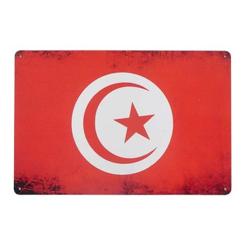 Plakat Tabliczka Dekoracyjna Metalowa Flaga Tunezji - Rustykalne Uchwyt