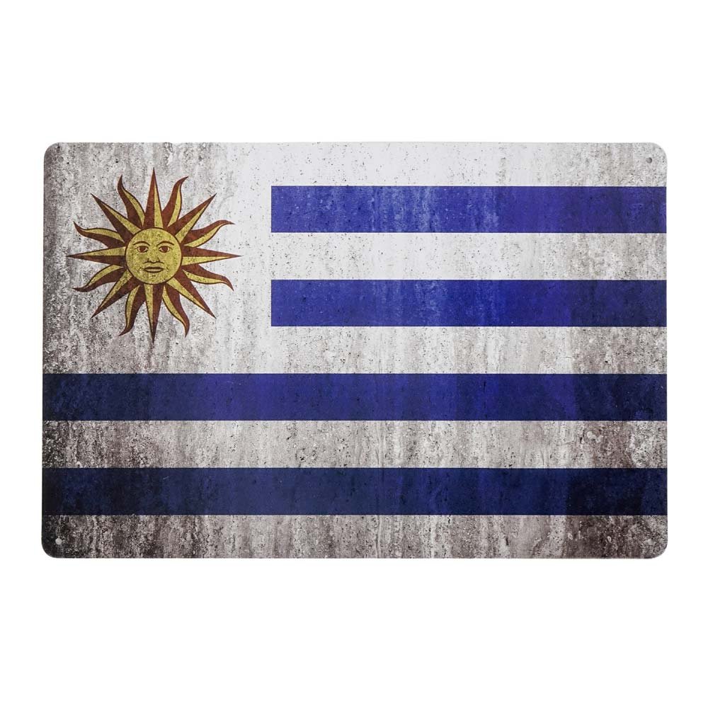 Plakat Tabliczka Dekoracyjna Metalowa Flaga Urugwaju Rustykalne 8084