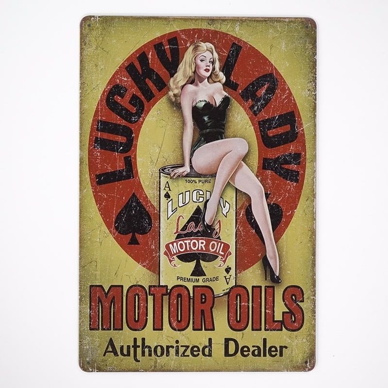 Plakat Tabliczka Dekoracyjna Metalowa Lucky Lady Motor Oils Rustykalneuchwyty Sklep Empikcom 0603