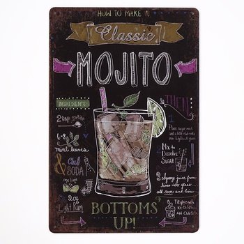 Plakat Tabliczka dekoracyjna metalowa MOJITO BOTTOMS UP - RustykalneUchwyty