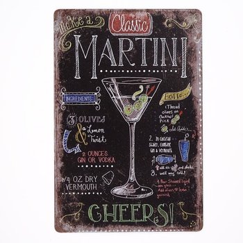 Plakat Tabliczka dekoracyjna metalowa RETRO MARTINI CHEERS - RustykalneUchwyty