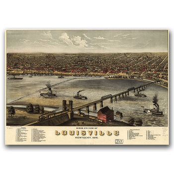 Plakat vintage Stara mapa Louisville Kentucky A1 - Vintageposteria