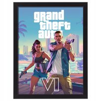 Plakat w ramce na ścianę GTA VI 2026 PS5 prezent GTA 6 70x50 cm