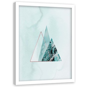 Plakat w ramie białej, Abstrakcyjne trójkąty - 70x100 - Feeby