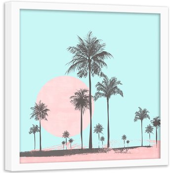 Plakat w ramie białej FEEBY Abstrakcyjne palmy, 60x60 cm - Feeby