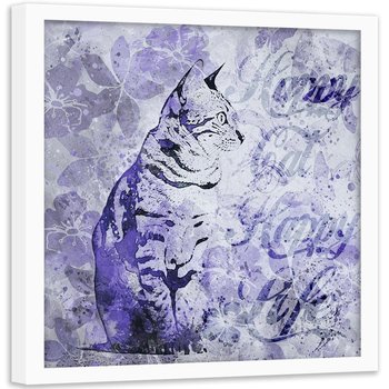 Plakat w ramie białej FEEBY Abstrakcyjny kot, 60x60 cm - Feeby