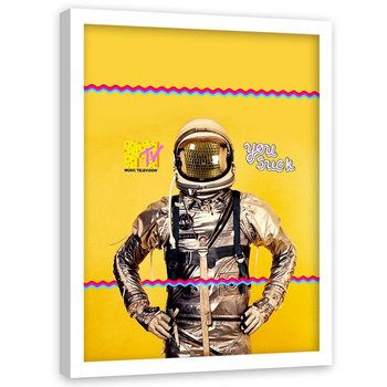 Plakat w ramie białej FEEBY Astronauta MTV, 70x100 cm - Feeby