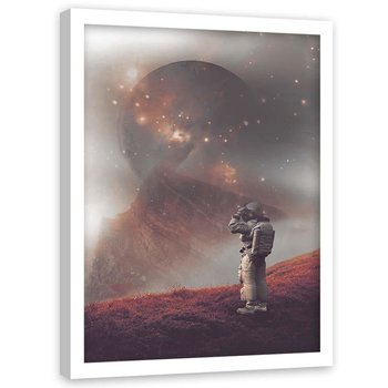 Plakat w ramie białej FEEBY Astronauta na innej planecie, 40x60 cm - Feeby
