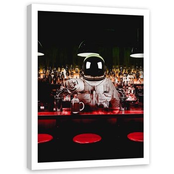 Plakat w ramie białej FEEBY Barman astronauta, 50x70 cm - Feeby